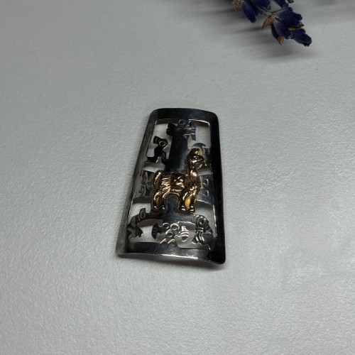 925 Sterling Silver Brooch Length 34 Mm