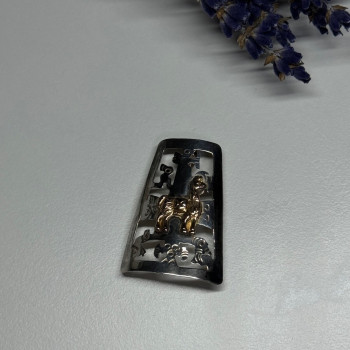 925 Sterling Silver Brooch Length 34 Mm
