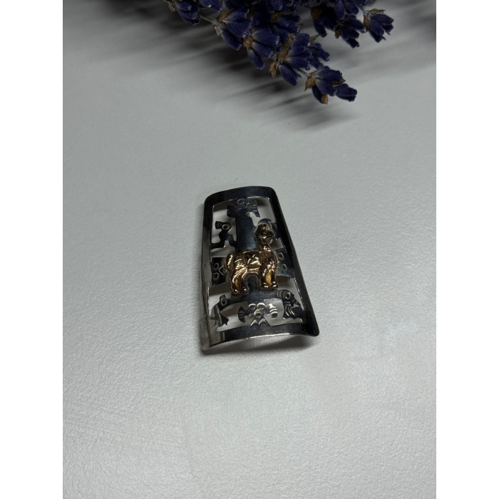 925 Sterling Silver Brooch Length 34 Mm