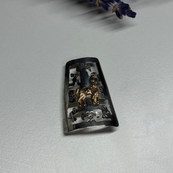 925 Sterling Silver Brooch Length 34 Mm