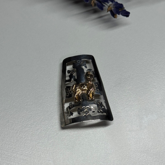925 Sterling Silver Brooch Length 34 Mm