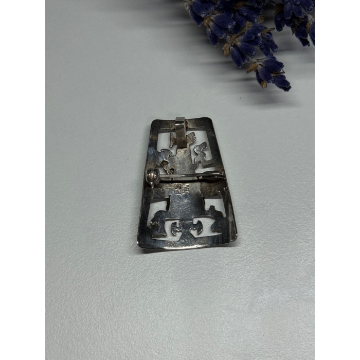 925 Sterling Silver Brooch Length 34 Mm