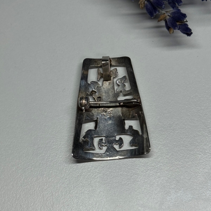 925 Sterling Silver Brooch Length 34 Mm