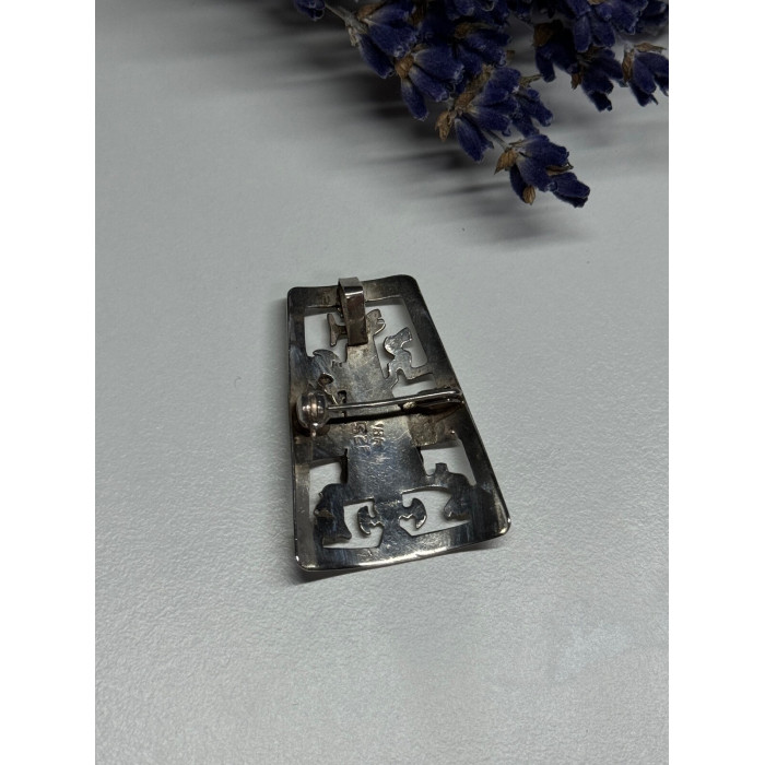 925 Sterling Silver Brooch Length 34 Mm