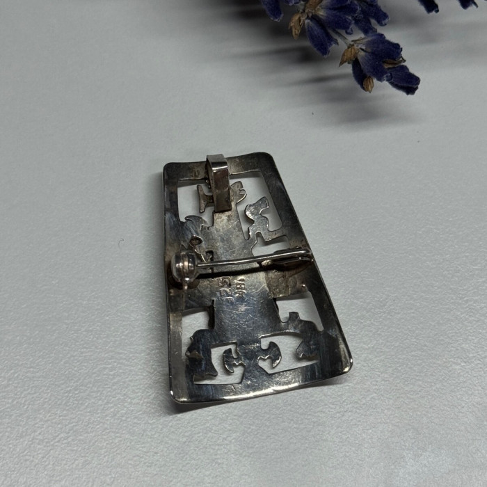 925 Sterling Silver Brooch Length 34 Mm