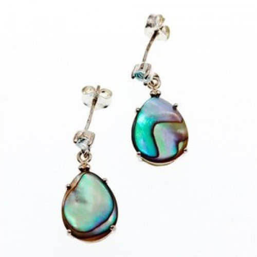 925 Sterling Silver Haliotis & Topaz Stud Earrings