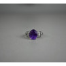 925 Sterling Silver Amethyst & Colorless Topaz Ring Size 6.5