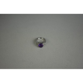 925 Sterling Silver Amethyst & Colorless Topaz Ring Size 6.5