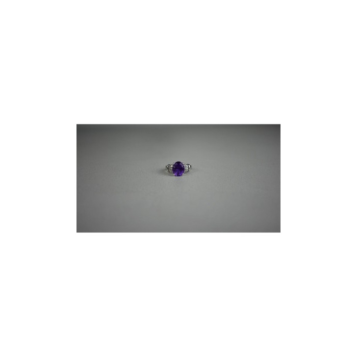 925 Sterling Silver Amethyst & Colorless Topaz Ring Size 6.5