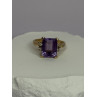 10K YELLOW GOLD AMETHYST & DIAMONDS RING SIZE 6.5