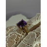 10K YELLOW GOLD AMETHYST & DIAMONDS RING SIZE 6.5