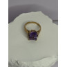 10K YELLOW GOLD AMETHYST & DIAMONDS RING SIZE 6.5