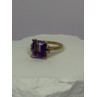 10K YELLOW GOLD AMETHYST & DIAMONDS RING SIZE 6.5