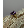 10K YELLOW GOLD AMETHYST & DIAMONDS RING SIZE 6.5