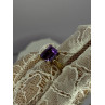 10K YELLOW GOLD AMETHYST & DIAMONDS RING SIZE 6.5