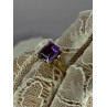 10K YELLOW GOLD AMETHYST & DIAMONDS RING SIZE 6.5