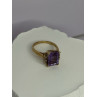 10K YELLOW GOLD AMETHYST & DIAMONDS RING SIZE 6.5