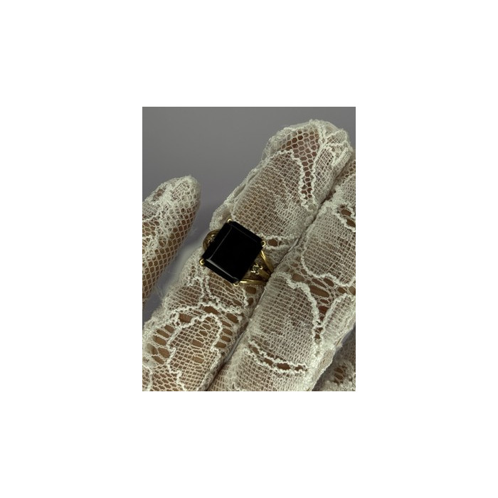 10K YELLOW GOLD BROWN TOURMALINE & DIAMONDS RING SIZE 6