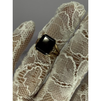 10K YELLOW GOLD BROWN TOURMALINE & DIAMONDS RING SIZE 6