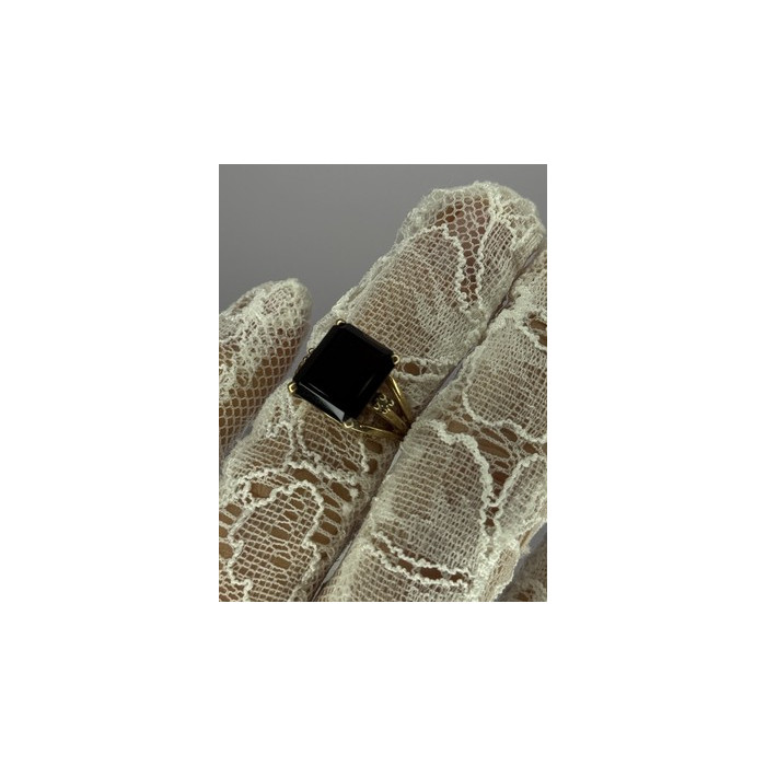 10K YELLOW GOLD BROWN TOURMALINE & DIAMONDS RING SIZE 6