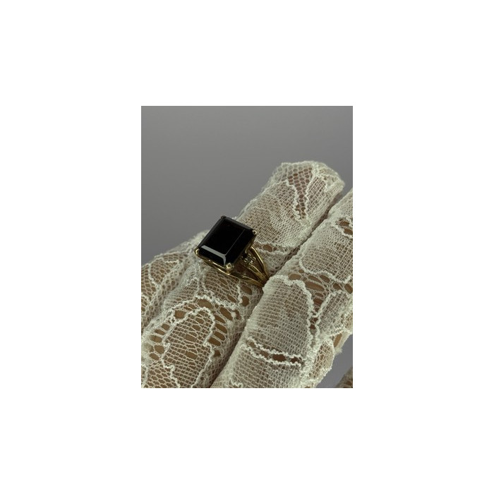 10K YELLOW GOLD BROWN TOURMALINE & DIAMONDS RING SIZE 6