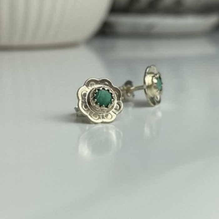 925 Sterling Silver Malachite Stud Earrings