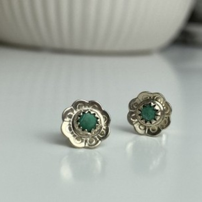 925 Sterling Silver Malachite Stud Earrings