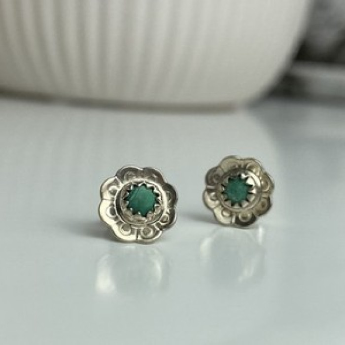 925 Sterling Silver Malachite Stud Earrings