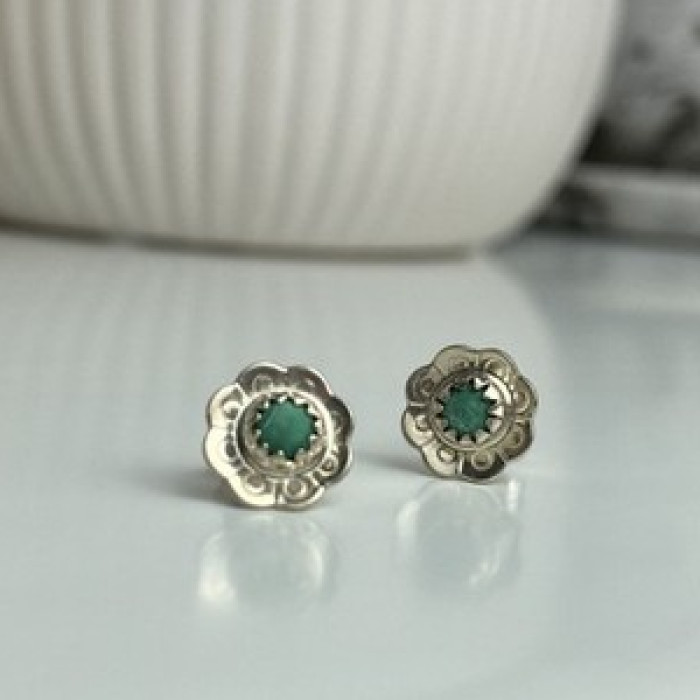 925 Sterling Silver Malachite Stud Earrings