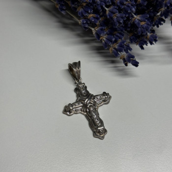 925 Sterling Silver CZ Cross Length 48 Mm