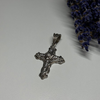 925 Sterling Silver CZ Cross Length 48 Mm
