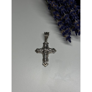 925 Sterling Silver CZ Cross Length 48 Mm