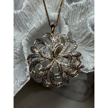 925 Sterling Silver Gold Plated Wild Flower Necklace