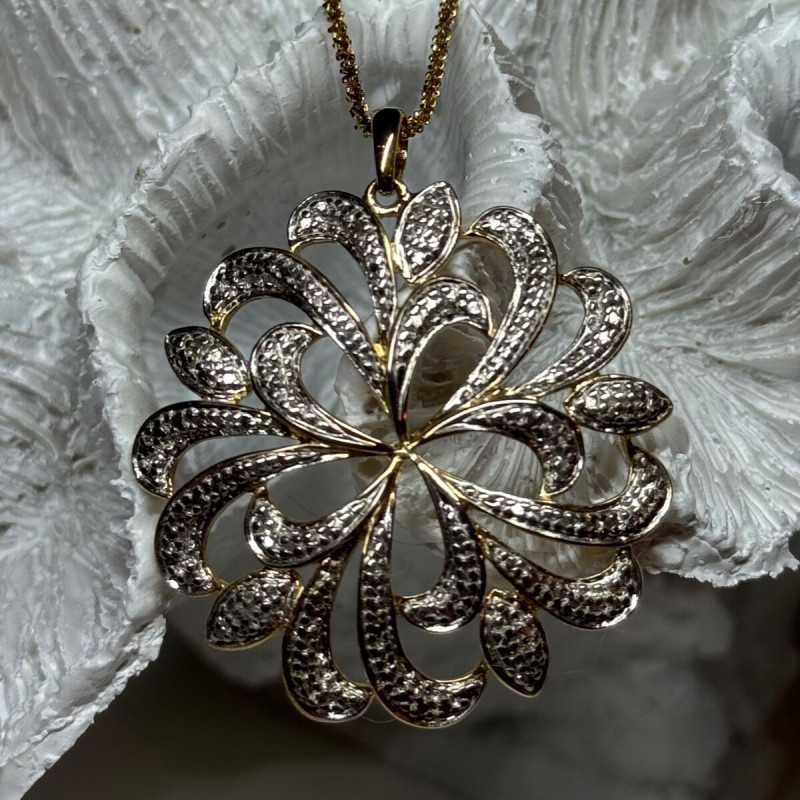 925 Sterling Silver Gold Plated Wild Flower Necklace