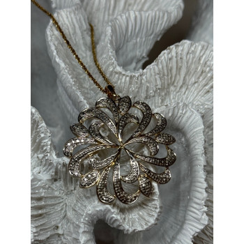 925 Sterling Silver Gold Plated Wild Flower Necklace