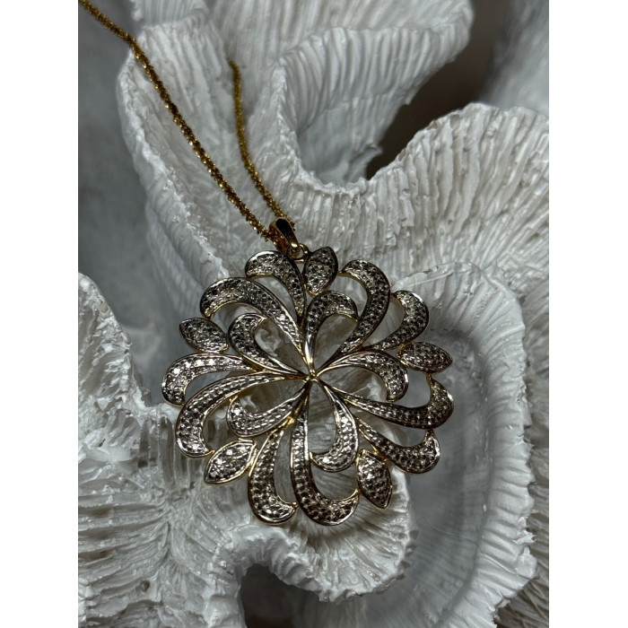 925 Sterling Silver Gold Plated Wild Flower Necklace