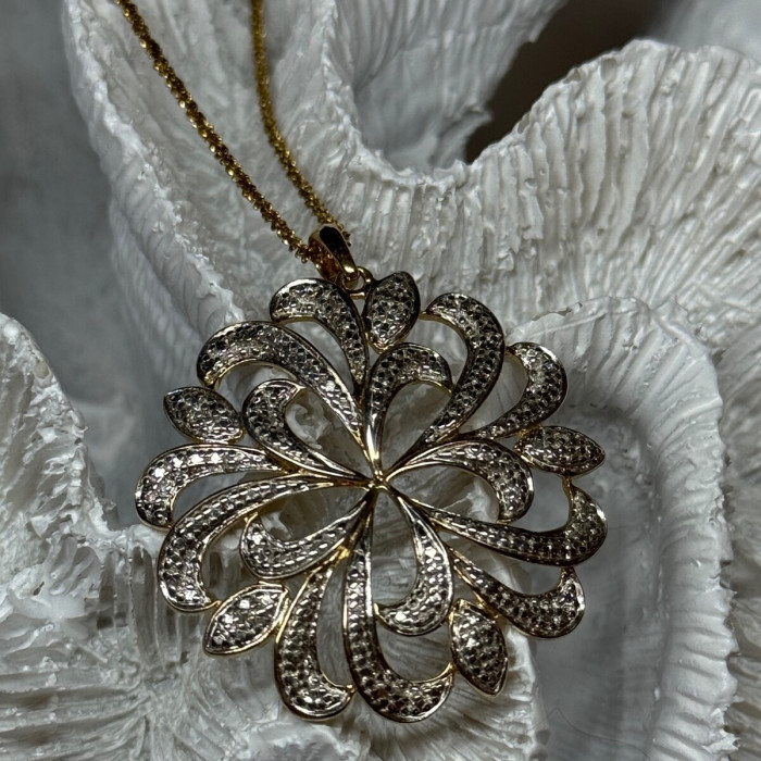 925 Sterling Silver Gold Plated Wild Flower Necklace
