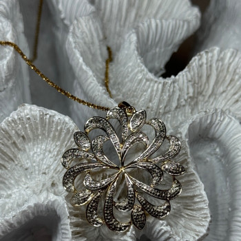 925 Sterling Silver Gold Plated Wild Flower Necklace