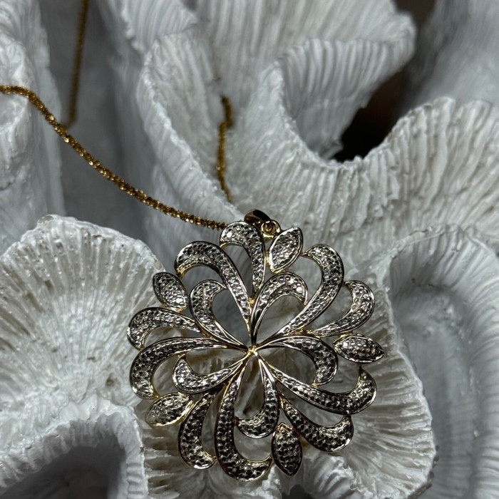 925 Sterling Silver Gold Plated Wild Flower Necklace