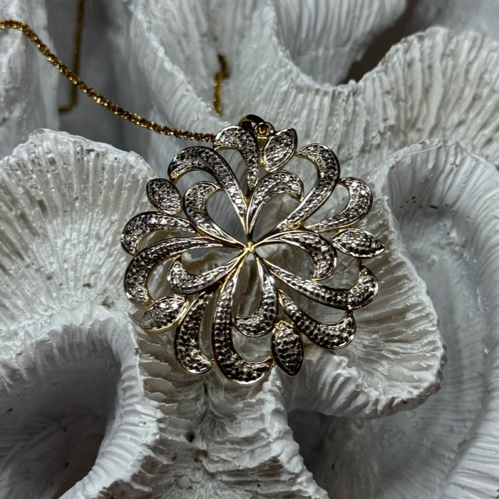 925 Sterling Silver Gold Plated Wild Flower Necklace