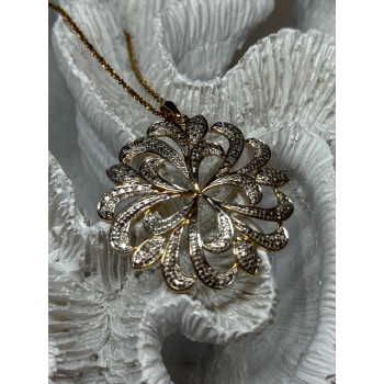 925 Sterling Silver Gold Plated Wild Flower Necklace