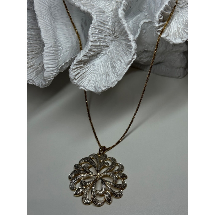 925 Sterling Silver Gold Plated Wild Flower Necklace