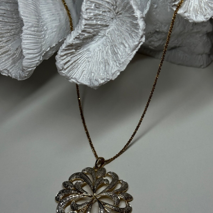 925 Sterling Silver Gold Plated Wild Flower Necklace