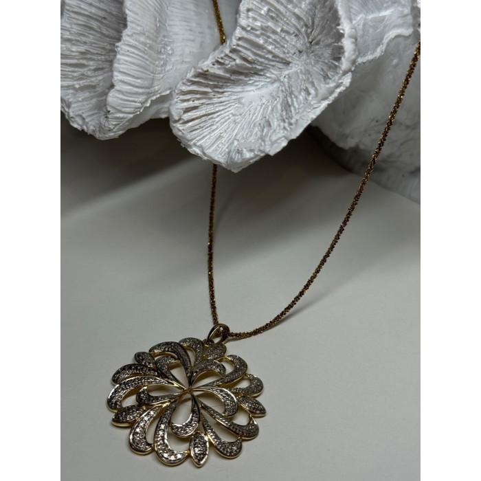925 Sterling Silver Gold Plated Wild Flower Necklace