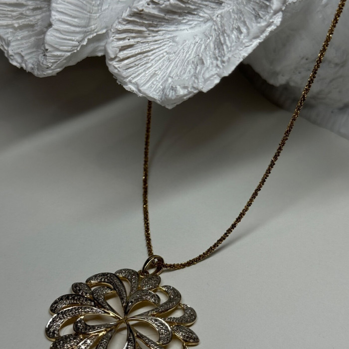 925 Sterling Silver Gold Plated Wild Flower Necklace