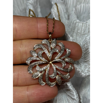 925 Sterling Silver Gold Plated Wild Flower Necklace