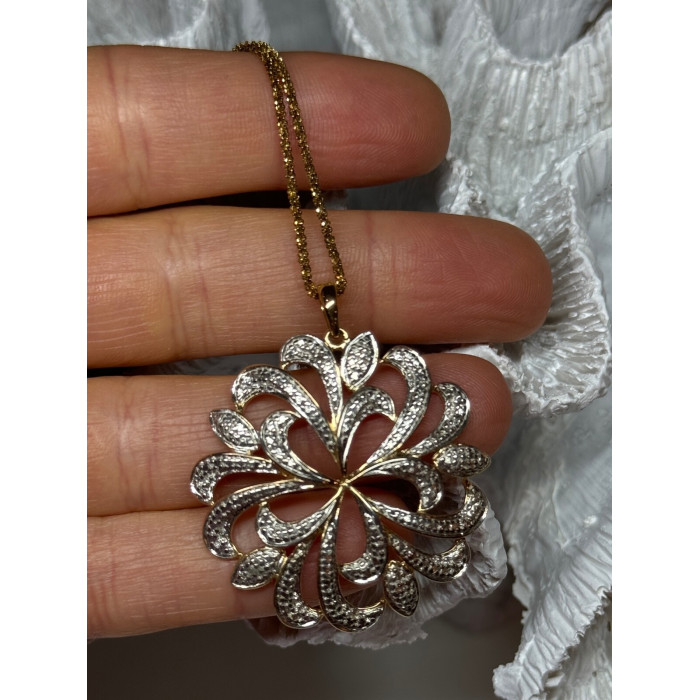 925 Sterling Silver Gold Plated Wild Flower Necklace