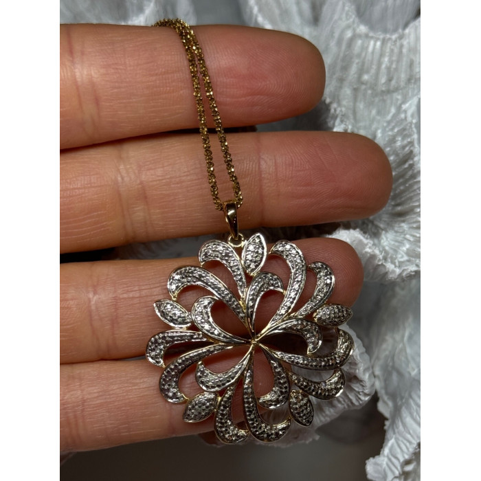 925 Sterling Silver Gold Plated Wild Flower Necklace