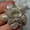 925 Sterling Silver Flower Brooch Length 1.8 Inch