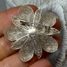 925 Sterling Silver Flower Brooch Length 1.8 Inch